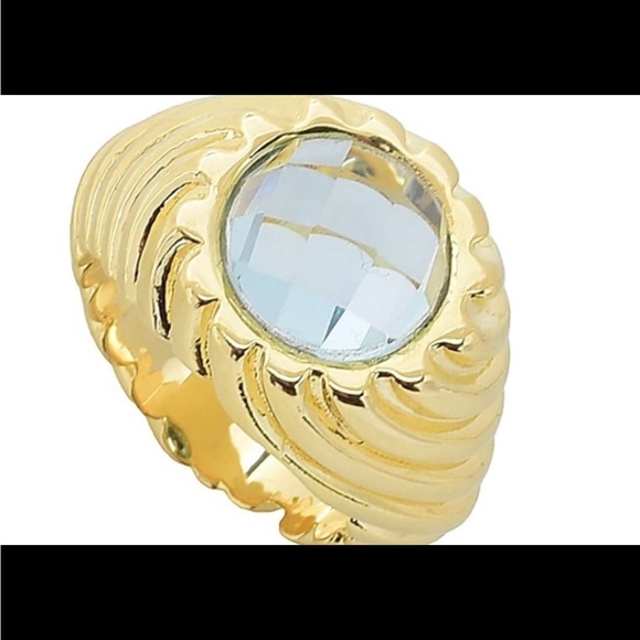 Toscana Italy gold plated blue topaz ring - Picture 2 of 5